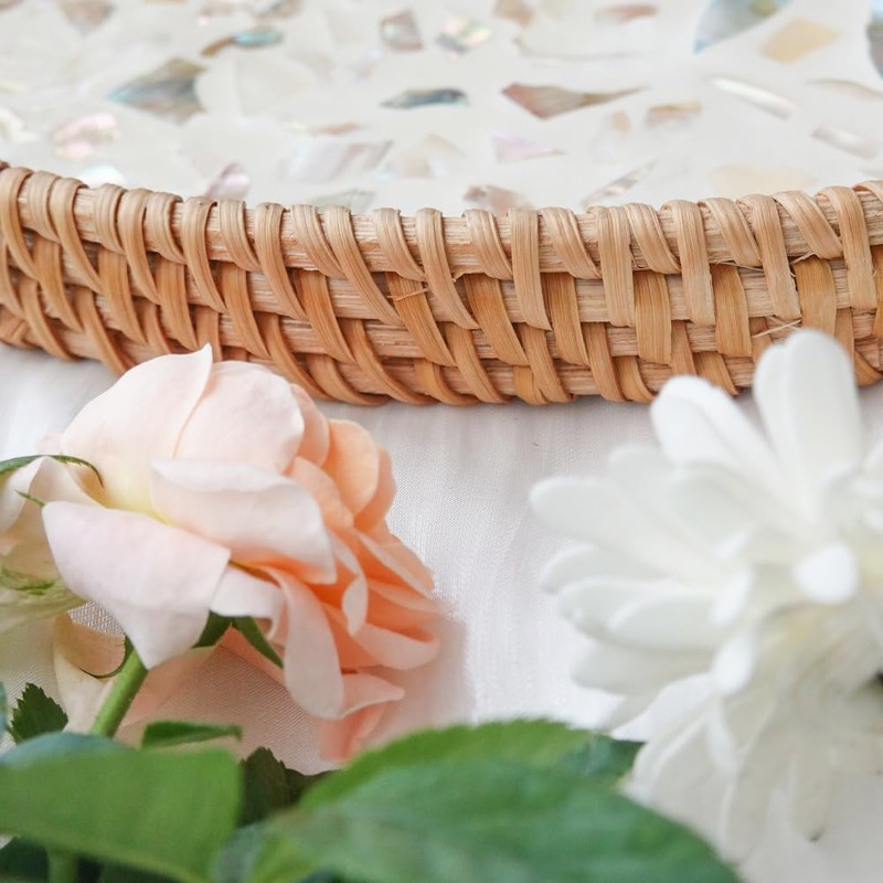 13 Inch Decor Tray for Coffee Table Mother of Pearl