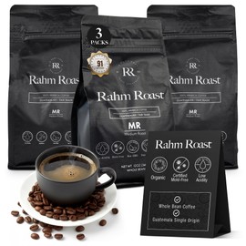RAHM ROAST Organic Mold-Free Whole Bean Coffee – Medium Roast from Guatemala, Certified Mycotoxin-Free & Low Acid – Clean, Non-Toxic Beans for Lattes & Cappuccinos, 12oz (3 Pack)