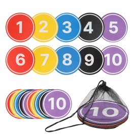 FMTYAOIU 10PCS Anti-Slip Spot Markers Floor Spots,9 Inch Poly Spot Markers with Bag,Round Flat Floor Markers with Football,Basketball Training, Sport Activities and Exercise