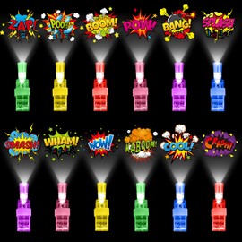 Capoda 36 Pcs Hero Themed Party Favors LED Light up Finger Lights Heros Pattern Glow in The Dark Finger Lights Projection Bulk for Themed Birthday Party Supplies Goodies Bag Gifts Prizes