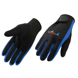EXCEREY Dive & SAIL 1.5mm Five Finger Glove Neoprene Gloves Premium Scuba Diving Winter Gloves for Diving Snorkeling Paddling Surfing Kayaking Canoeing Spear Fishing Skiing (Blue, M)