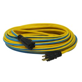 Soutwire 14/3 Push-Lock SJTW Locking Extension Cord; 50-Foot; Yellow/Blue, 02438