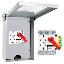 60 Amp Disconnect Switch, 3-Pole Safety Switch, 240V Non-Fusible, Meeting NEMA 3R Standards, Galvanized Steel, Weatherproof, Indoor&Outdoor