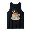 Sleeping Degu Tea Cup Heart Steam Art Tank Top