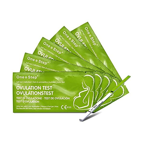 One Step: 50 Ovulation Test Strips - Highly Sensitive Fertility Tests - 20miu/ml Testing Kits