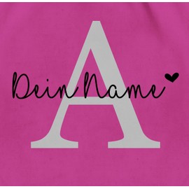 Geschenk mit Namen personalisiert by Shirtracer - Gym Bag Backpack - Initials - Letter Name Adjustable Heart I Gift Initial Letter with Name, 03 Fuchsia, Unit size