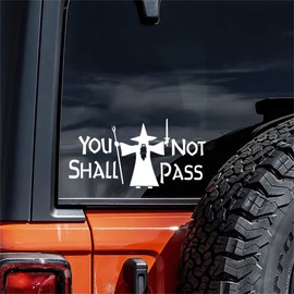 2PCS You Shall Not Pass Car Sticker, 7"x3.5" Waterproof Vinyl Material Accessories, Funny Durable Exterior Accessory for Cars, Trucks, Laptops, Walls Decal |#AZ298 (White)