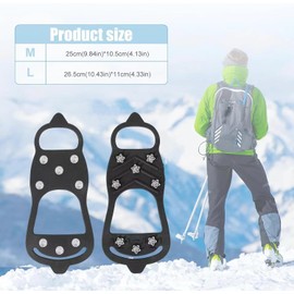 LGSFTBFS Non Slip Ice Gripper Spikes,8 Steel Ice Grips Snow Grippers,Durable Ice Traction Cleats for Shoes (1, Medium-（Women(5-9)/Men(5-7.5)/EU:35-40)