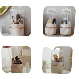 Sucasa 360° Rotating Makeup Brush Holder with Lid – 5-Slot Cosmetic Organizer Cup for Vanity, Desk & Bathroom – Pen & Pencil Storage Container – Random Colour – 27cm Height