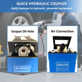 Air Hydraulic Pump 0.45 Gal 10,000 PSI Reservoir NPT 3/8" Oil Outlet, NPT 1/4" Inlet, Air Hydraulic Foot Pump Made of Aluminum with Pipe, Blue