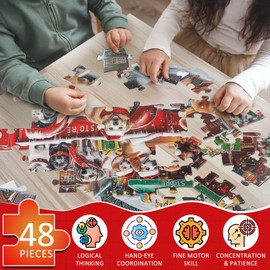 Christmas Jumbo Floor Puzzle for Kids, XMS Shop Dog Animals Jigsaw Large Puzzles 48 Piece for Children, Learning Preschool Educational Toys 3-5 4-8 Years Old Toddler Gift for Girls&Boys