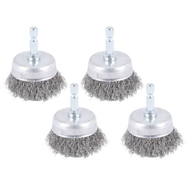 Aqevn 4pcs Wire Cup Brush Set, Wire Brush for Drilling 1/4" Arbor 0.010" Raw Carbon Steel-2" Wire Drill Brush