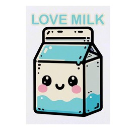 'Kawaii Milk Carton' Temporary Tattoo - Water Resistant, Skin-Safe, Non-Toxic Transfer (TO00070683)