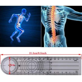 Medical 8.5" Goniometer Plastic Ruler,JENABOM 360° Professional Joint Orthopedics Body Angle Measuring Tool Spinals Goniometer Protractor,Multi-Use Medical Goniometer Ruler for Physcial Therapy