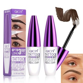 2pcs Easy Peel-Off Eyebrow Gel- Waterproof & Sweatproof, Tattoo Eyebrow Gel Easy Peel Off, Anti-Smudge and Long-Lasting Makeup, Eyebrow Shape is Clearer and More Three-Dimensional (02# Light Brown)