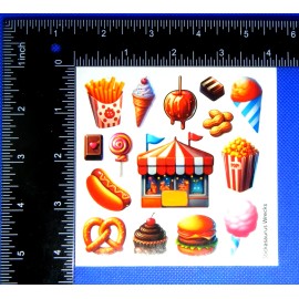 Stickasaurus Wrecks Carnival Fair Foods & Sweet Treats Stickers Sheet