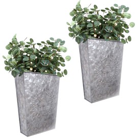 LESEN LESEN Galvanized Metal Wall Planter,Farmhouse Wall Decor Hanging Wall Vase Pocket Planters Flowers Holder Country Rustic Home Wall Decor,Set of 2
