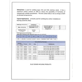 Blue Demon ER316L X 1/8" X 36" X 1LB Tube stainless steel TIG welding rod