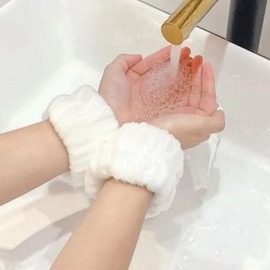 Absorbent Wristbands & Hair Tie Set for Face Washing & Showering - Drip Protection Sleeves 2 Pieces 5ea