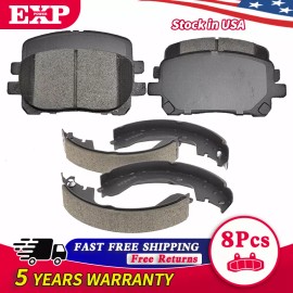 EXPPOWER FWD Front & Rear Brake Pads + Shoes Kit for 2003-2008 Toyota Matrix Pontiac Vibe