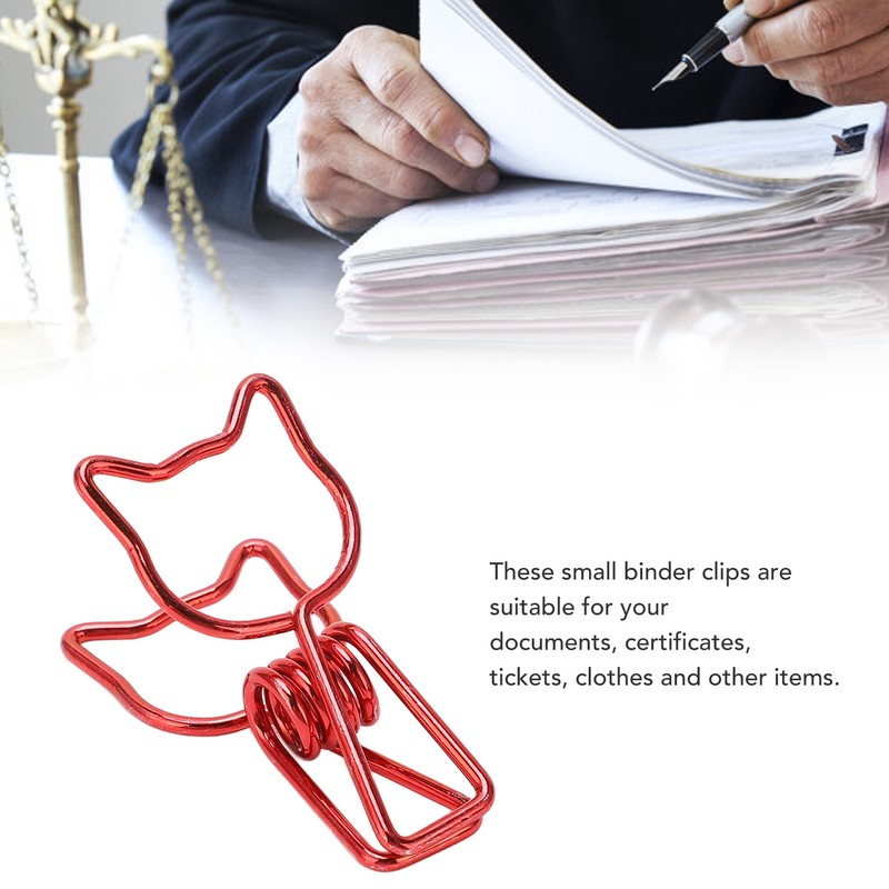 100Pcs Kitten Binder Clips Cute Animal Style Strong Clamping Hollow