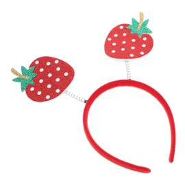 MAGICLULU Strawberry Headband Glitter Strawberry Headband Tinsel Strawberry Headbands Strawberry Design Headbands Hawaiian Party Hair Band Boppers for Easter Luau Party