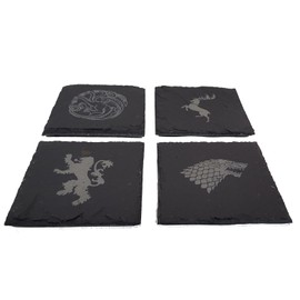 Derwent Laser Crafts Game of Thrones Inspired Engraved House Sigils - Slate Coasters - Pack of 4