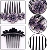 4 PCS Luxury Sparkly Glitter Flower Leaf Rhinestone Black Plastic
