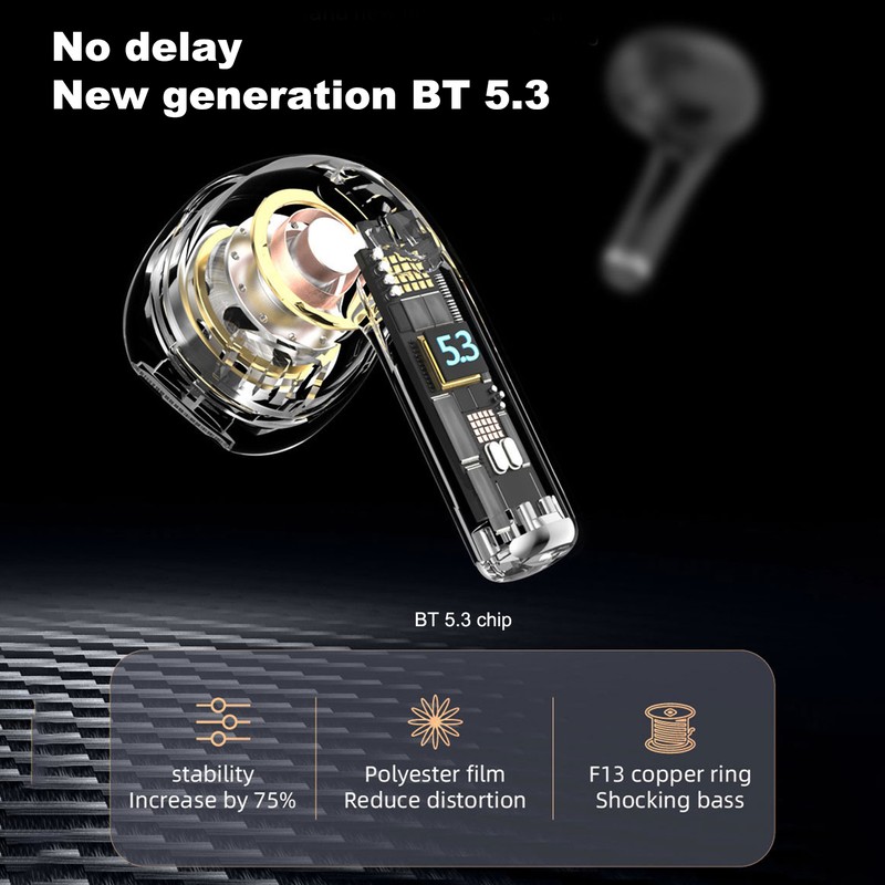 Wireless Earbuds For Music Wireless BT 5.3 Earbuds With Led