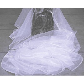 MDS Pack of 15 Yard Long Sheer Organza Fabric for Wedding Party Event Decorations, Backdrop, Curtain, Christmas Craft, Dress, Fashion, DIY, Crystal Organza Tulle Fabric Bolt 44” Wide - White