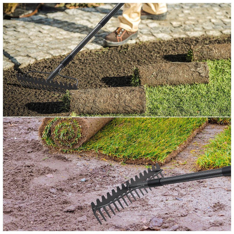 JAOTREL 48'' Bow Rake Heavy Duty Garden Rake with Stainless