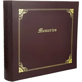 Pioneer 12 Inch by 12 Inch 3-Ring Sewn Italian Cover Scrapbook Binder, Burgundy