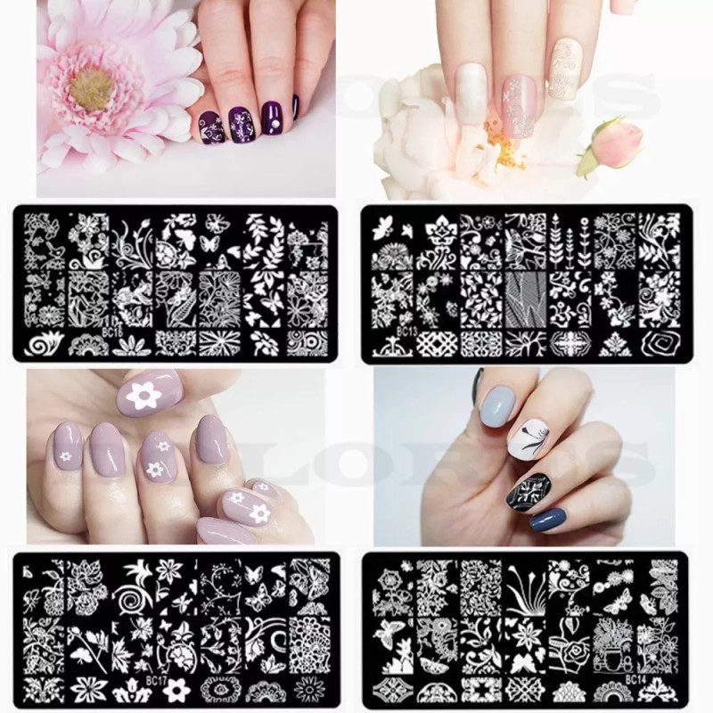 Dolores Estampas Sello Uñas: 9 Plantillas+sello+raspador+bolsa Láser
