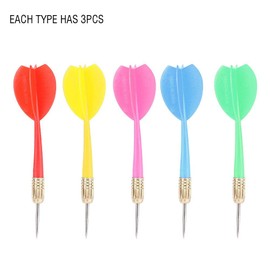 Dardo de Aguja, 15PCS/Set Hierro Cobre + Puntas de Aguja Coloridas de PVC Dardos con vuelos Ejes de Aguja y barriles Delgados Dardos de Vuelo para Principiantes Bar Tiro al Aire Libre al Aire Libre