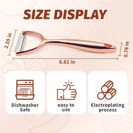 Vegetable Peeler, Y Peeler, Premium Potato Peelers for Kitchen, Veggie Peeler for Kitchen, Cucumber & Carrot Peeler, Ultra Sharp Blade, Heavy Duty Ergonomic Handle (Rose Gold)