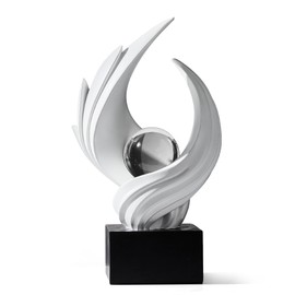 Octdays Modern White Sculptures Home Decor - Resin Abstract Art Statue Centerpiece for Living Room Table Decorations, Bookshelf Dining Room Office TV Stand Decoration (White-A)