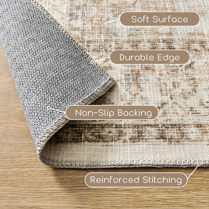 BILEEHOME 3x5 Area Rug,Washable Non Slip Neutral Farmhouse Front Door