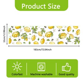 BSITSSS Zitrone Sommer Tischläufer 33×183cm, Zitronen Tischläufer Leinen, Tischdeko Sommer für Hochzeit Küche Esstisch Drinnen und Draußen Urlaub Esszimmer Party