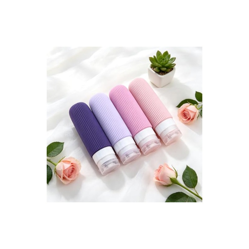 4 Pcs Botellas de Viaje de Silicona, Accesorio Portátil de