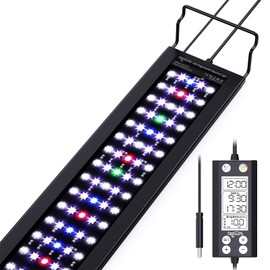 SEAOURA Aquarium Light with Temp Alarm, 36-42in Full Spectrum LED Lights, 24/7 Programmable with Power Off Memory, WRGB Custom, 20 Level Dimmable Brightness for Freshwater Fish Tanks
