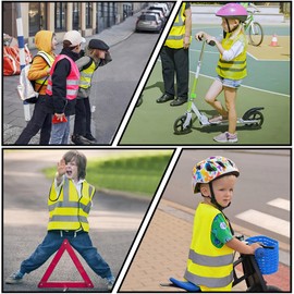 AYKRM Safety vest for children, high visibility vest, reflective safety vest, yellow