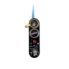 NIVEK Rocker Arm Lighter Gear Dial Lighter Kitty KT Cat Melody Kulomi Japanese Character Kawaii Blue Flame Jet Torch Refillable Black with Silver Rocker Dial (Kulomi)