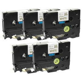 5 Cassettes TZe-R234 TZ-R234 Gold on White 12 mm x 4 m Label Tape Compatible with PT-1000 1005 1010 3600 D200 D210 D400 D450VP D600VP E100 H101C H105 H10 H300 H500 P700 P750W