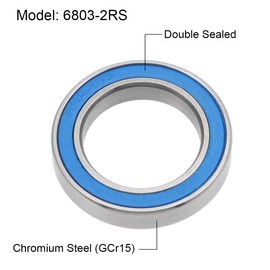 sourcing map Ball Bearing Deep Groove Ball Bearing Double Sealed 6803-2RS 17 mm x 26 mm x 5 mm Chrome Steel Blue P6 (ABEC3) Bearing Roller Bearing for 3D Printer