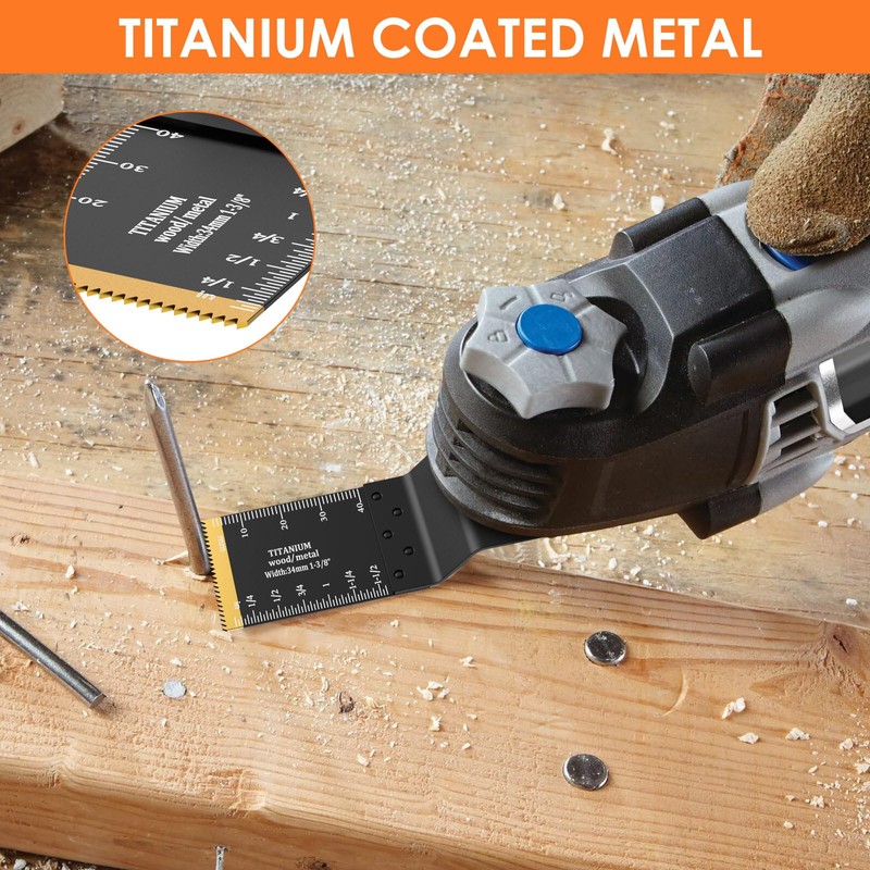 12PCS Titanium Oscillating Saw Blades, Precise Oscillating Multi Tool Blades,