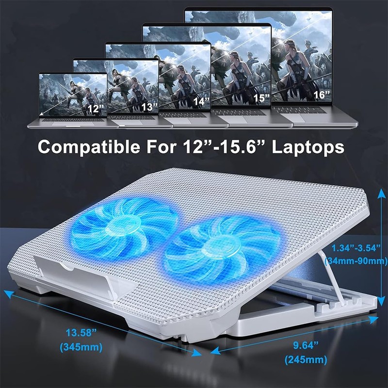 Laptop Cooling Pad with 2 Fans,About 1400 RPM Laptop Cooling