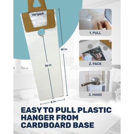 Skywin- Plastic Door Hanger Bags 6” x 19” (100 Pack), Clear Door Hanger Bags Protects Flyers, Brochures, Printed Materials - Waterproof and Secure Door Knob Hanger for Outdoor Use
