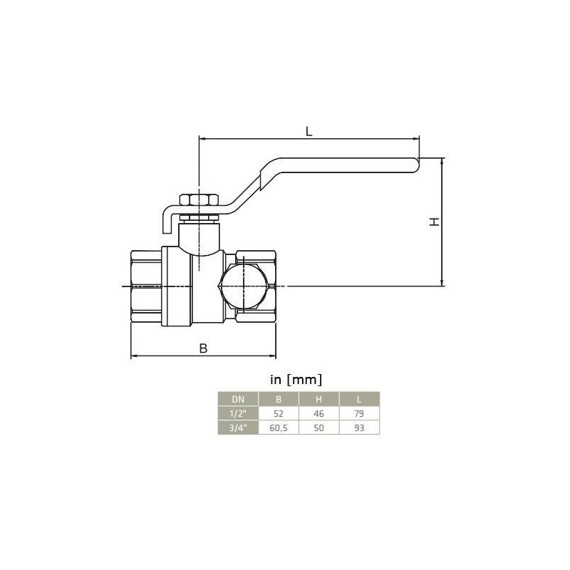 Lever Inline Water Ball Valve 3/4 inch BSP Female Thread