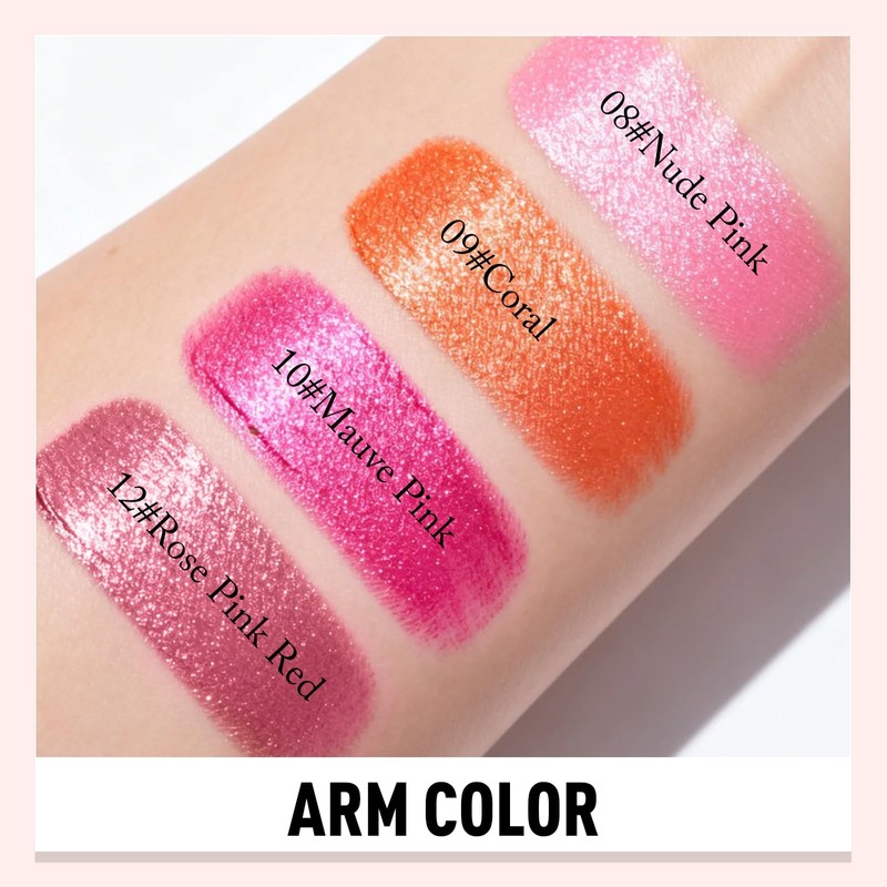 Wugbc Nude Pink Metallic Glitter Lipstick for Women, High Shine