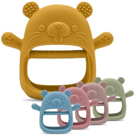 AYBUU Beißring für Babys – Baby Spielzeug ab 3 Monate – Zahnungshilfe – BPA frei – Aus Lebensmittelchtem Silikon - Beißspielzeug zur Beruhigung von wundem Zahnfleisch - (Mango)